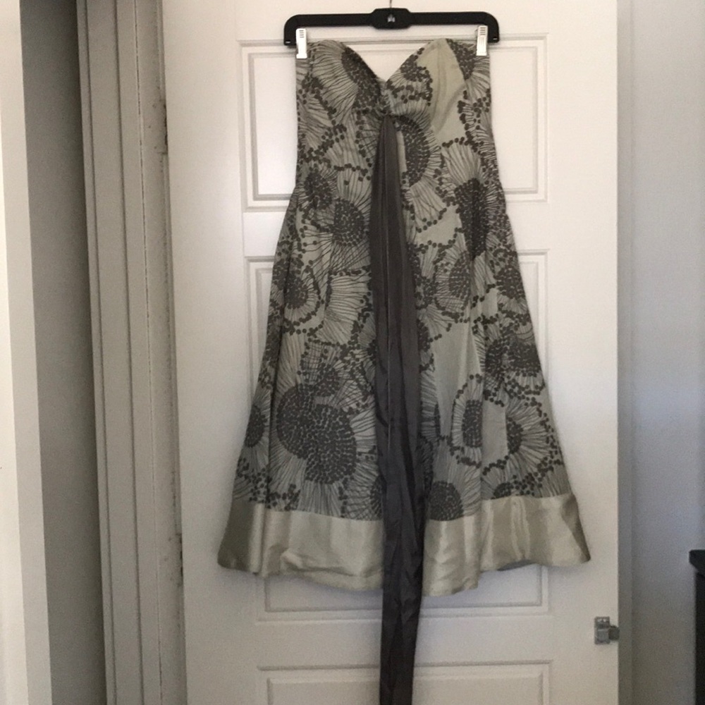 Anthropologie Odille grey strapless dress